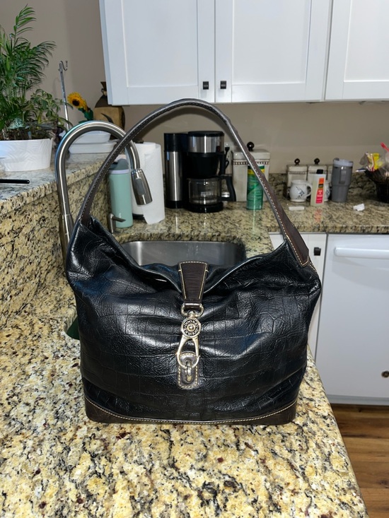 EUC Authentic Dooney&Bourke Belvedere Croc Embossed Leather Hobo Handbag & Pouch - Picture 2 of 9